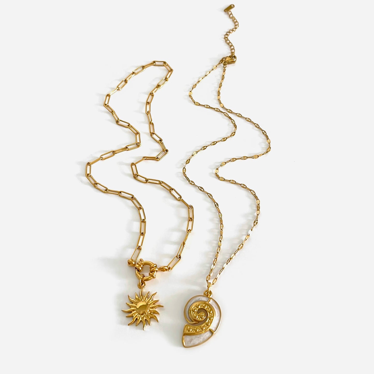 Stainless Steel Sun Flower White Enamel Conch